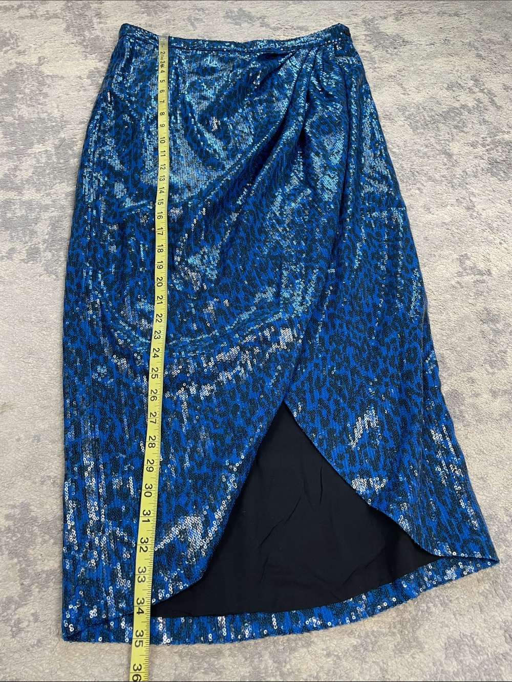 NWT Zadig & Voltaire Jamelia Sequins Leopard Azul Blue Midi Skirt Sz 42 - Picture 7 of 11